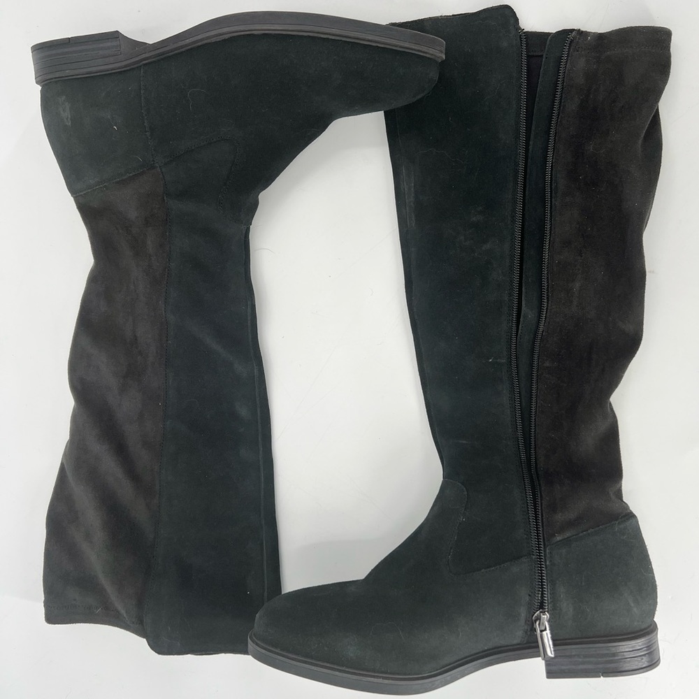 Hush Puppies womens black faux suede boots zip up new 10